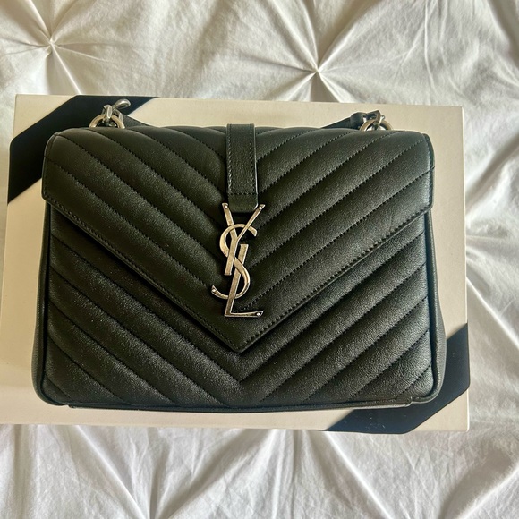 Saint Laurent Black Chevron Quilted Shoulder Bag - Picture 1 of 9